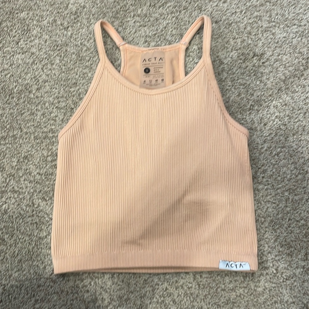 Cream-orange workout top
